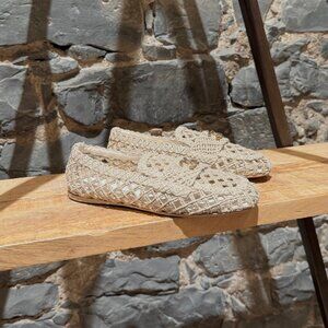 Chanel Beige Jute Braided Cord CC Loafers